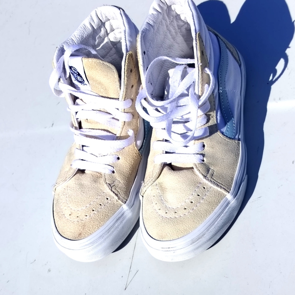Vans  Sk8 Unisex High Tops White And Blue Sneakers